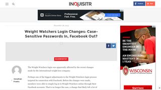 
                            13. Weight Watchers Login Changes: Case-Sensitive Passwords In ...