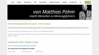 
                            10. Weiterbildungsdatenbank Semigator - Kritik & Analyse | Poehm