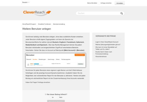 
                            5. Weitere Benutzer anlegen – CleverReach® Support