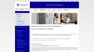 
                            8. Weitere Sprachkurse: Studium Generale Universität Mannheim
