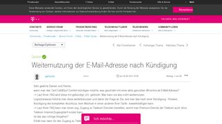 
                            6. Weiternutzung der E-Mail-Adresse nach Kündigung - Telekom hilft ...