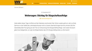 
                            5. Weitersagen: Stichtag für Bürgschaftsaufträge » VHV Partner-Portal