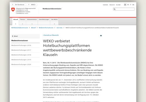 
                            8. WEKO verbietet Hotelbuchungsplattformen ...