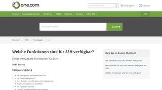 
                            4. Welche Funktionen sind für SSH verfügbar? – Hilfe | One.com