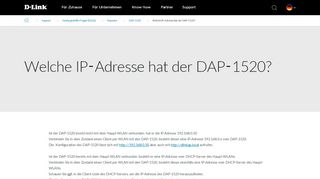 
                            2. Welche IP-Adresse hat der DAP-1520? | D-Link Deutschland