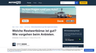 
                            2. Welche Restwertbörse ist gut? Wie vorgehen beim Anbieten. : KFZ ...