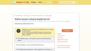 
                            7. Welcher Survivor in Dead by Daylight bist du? - Teste-dich