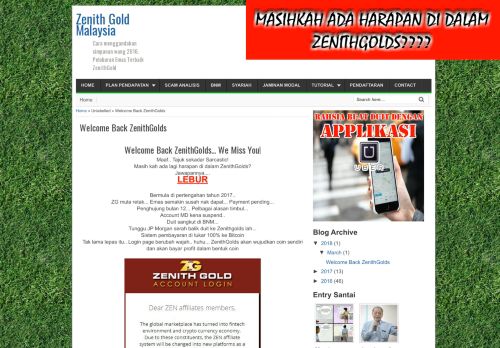 
                            2. Welcome Back ZenithGolds | Zenith Gold Malaysia