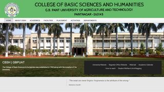 
                            9. Welcome | College of Basic Sciences & Humanities, Pantnagar