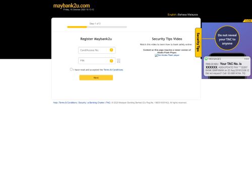 
                            2. Welcome - Maybank2u