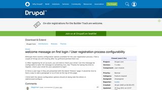 
                            12. welcome message on first login / User registration process ... - Drupal
