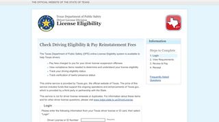 
                            2. Welcome | Official Texas Driver License Eligibility System | Texas.gov