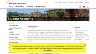 
                            5. Welcome, Student Accounts - Wesleyan University