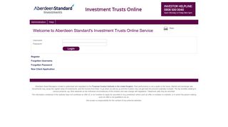 
                            4. Welcome to Aberdeen Standard's Investment Trusts Online Service