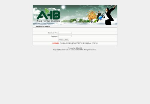 
                            1. Welcome to AHB2U Distributor No: Password: REMARK ...