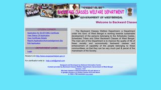 
                            1. Welcome to Backward Classes Welfare Department