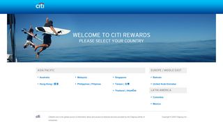 
                            11. Welcome to Citi Rewards | Please Select Your Country