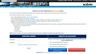 
                            7. Welcome to eGovPLUS - Login - City of Bethlehem