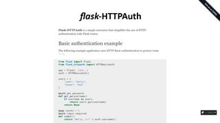 
                            3. Welcome to Flask-HTTPAuth's documentation! — Flask-HTTPAuth ...