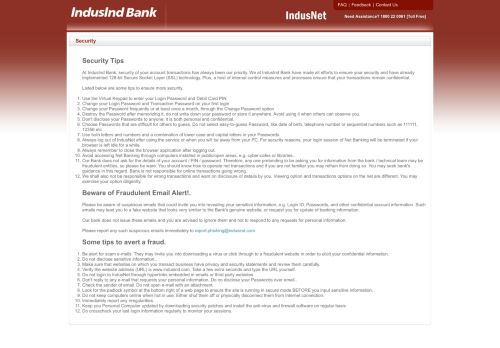 
                            7. Welcome to IndusNet - Indusind Bank