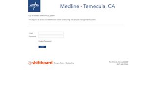 
                            6. Welcome to Medline - Temecula, CA Shiftboard Login Page