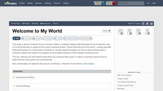 
                            9. Welcome to My World - TV Tropes