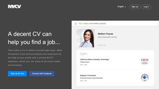
                            1. Welcome to MYCV - Log in, Sign up