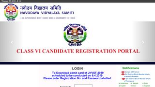 
                            12. Welcome to Navodaya Vidyalya Samiti VIth Class Registration Portal
