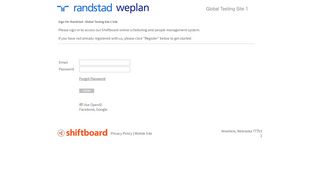 
                            6. Welcome to Randstad - Global Testing Site 1 Shiftboard Login Page