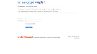 
                            8. Welcome to Randstad - Site en langue fran  aise Shiftboard Login Page