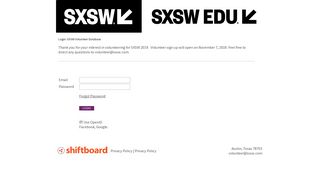 
                            4. Welcome to SXSW Event Scheduling Shiftboard Login Page