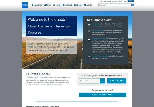 
                            11. Welcome to the AMEX Claim Centre - Chubb Claims