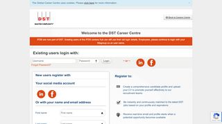 
                            7. Welcome to the DST Career Center - Register or Login