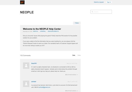 
                            10. Welcome to the NEOPLE Help Center – NEOPLE