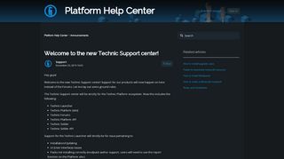 
                            10. Welcome to the new Technic Support center! – Platform Help Center