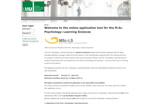 
                            4. Welcome to the online application tool for the M.Sc. Psychology ...