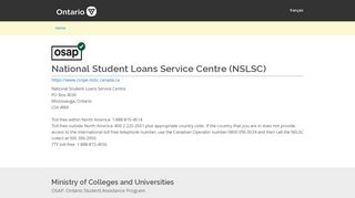 
                            8. Welcome to the Ontario Student Assistance Program:NSLSC and ...