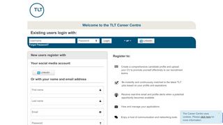 
                            3. Welcome to the TLT Career Center - Register or Login