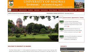 
                            1. Welcome to University of Madras