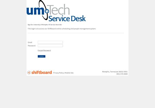 
                            7. Welcome to University of Memphis ITS Service Desk Shiftboard Login ...