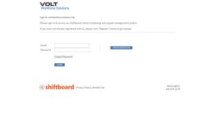 
                            10. Welcome to Volt Workforce Solutions Shiftboard Login Page