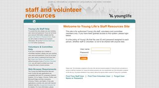 
                            2. Welcome to Young Life's Staff Resources Site
