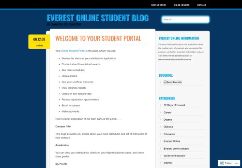 
                            8. Welcome to Your Student Portal – Everest Online Student Blog