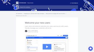 
                            4. Welcome your new users | Intercom Help Center | Help & Support for ...