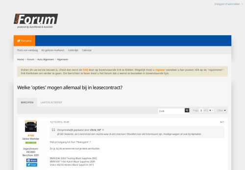 
                            10. Welke 'opties' mogen allemaal bij in leasecontract? - Autoforum