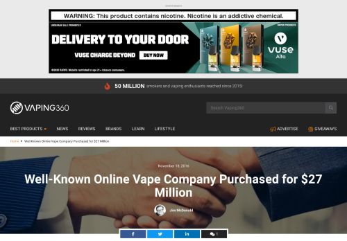 
                            9. Well-Known Online Vape Company Purchased for $27 Million ...