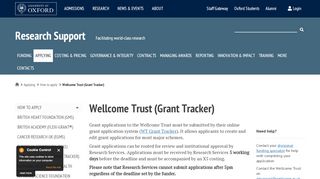 
                            2. Wellcome Trust (Grant Tracker) | Research Support