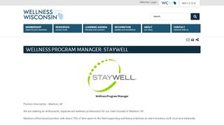 
                            12. Wellness Program Manager: StayWell - WCWI