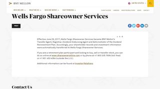 
                            8. Wells Fargo Shareowner Services| BNY Mellon