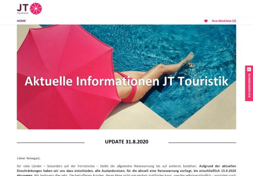 
                            2. Weltweite Pauschalreisen & Lastminute Reisen | JT Touristik – Eine ...